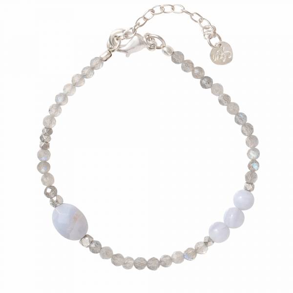 Modrý Krajkový Achát a Labradorit, náramek