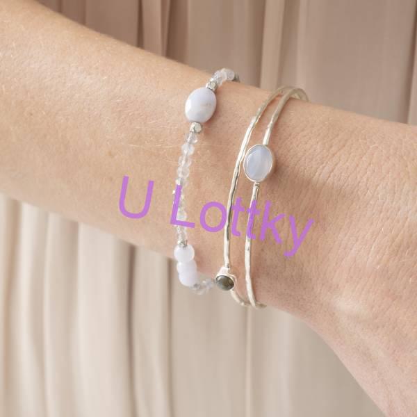 Modrý Krajkový Achát a Labradorit, náramek