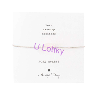 Drahokamová karta Rose Quartz stříbrný náramek